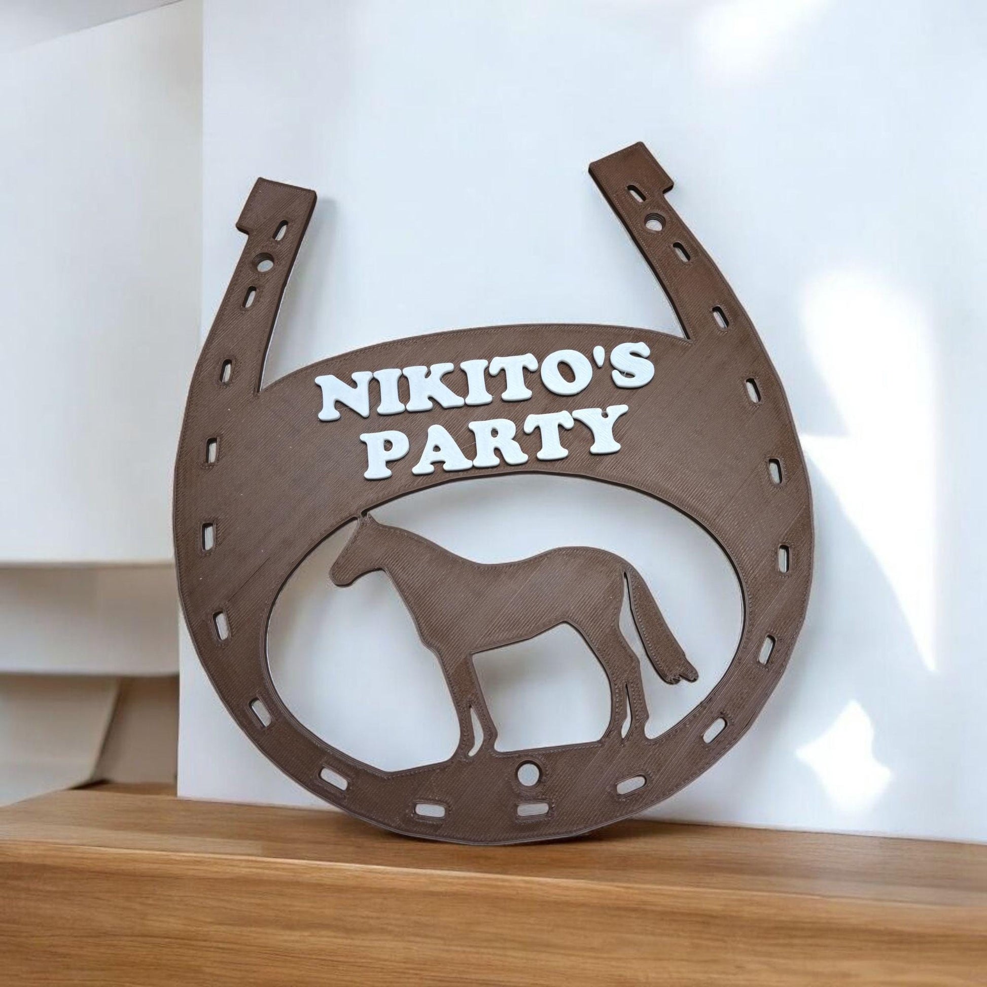 Plastic First Rodeo Party Decorations 3D Printed Custom Horseshoe Sign with Cacti and Boot Decorations